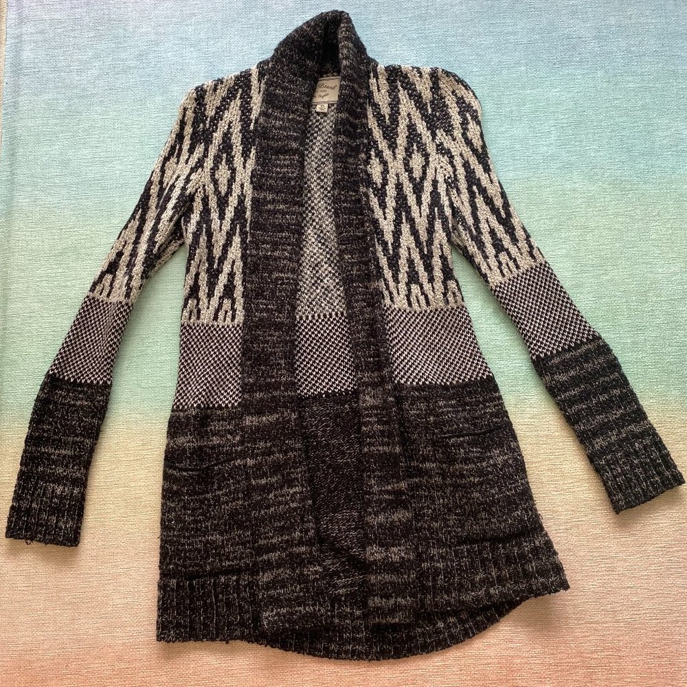 Grey Chevron Print Lucky Brand Sweater Cardigan